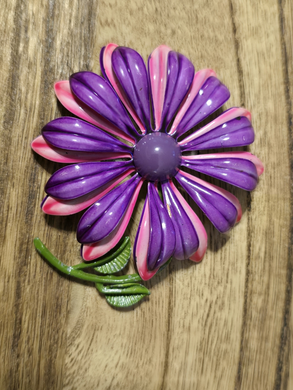 Vintage Enamel Purple and Pink Floral Pin Brooch